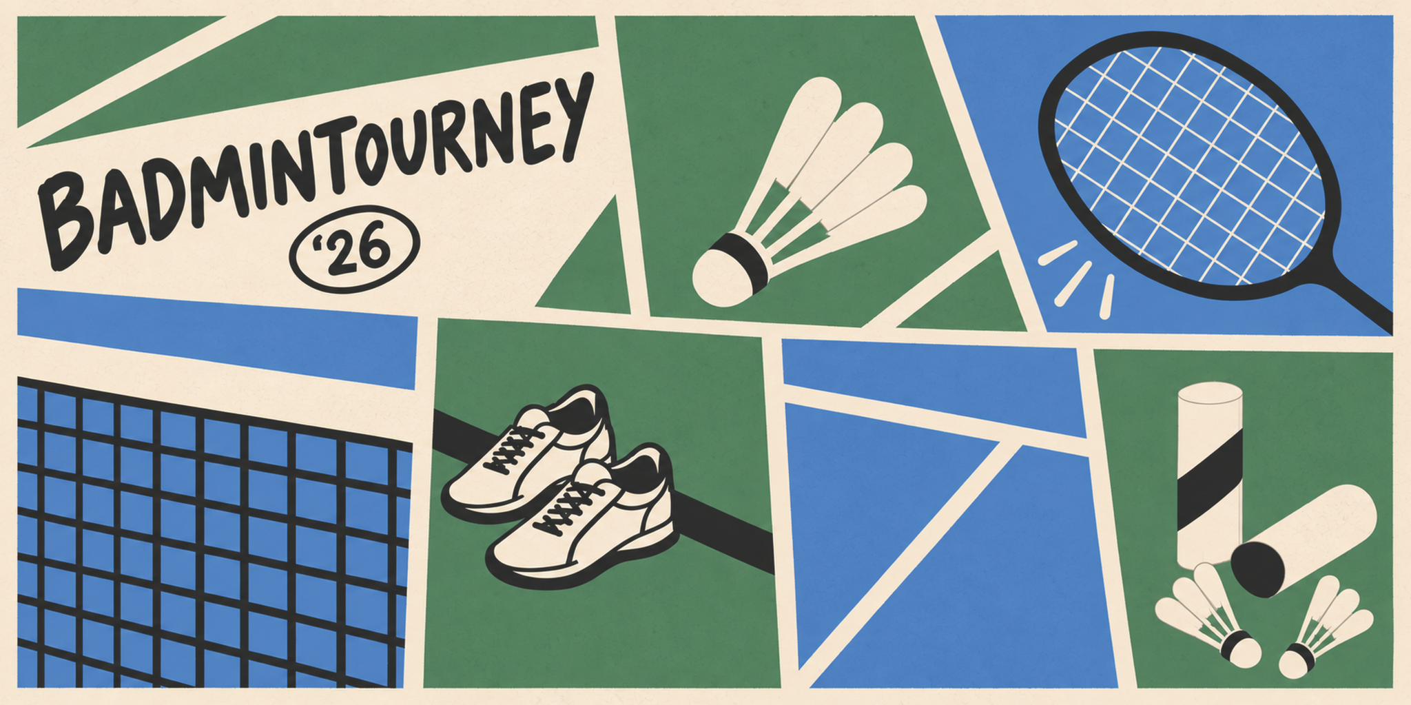 Badmintourney '26 badminton collage